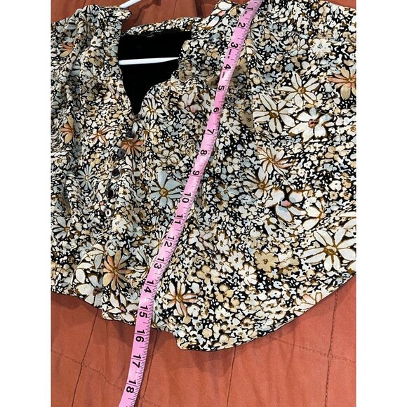 Lulus Multi Floral Balloon Sleeve boho V-Neck Women's Top Size Small - Picture 7 of 8